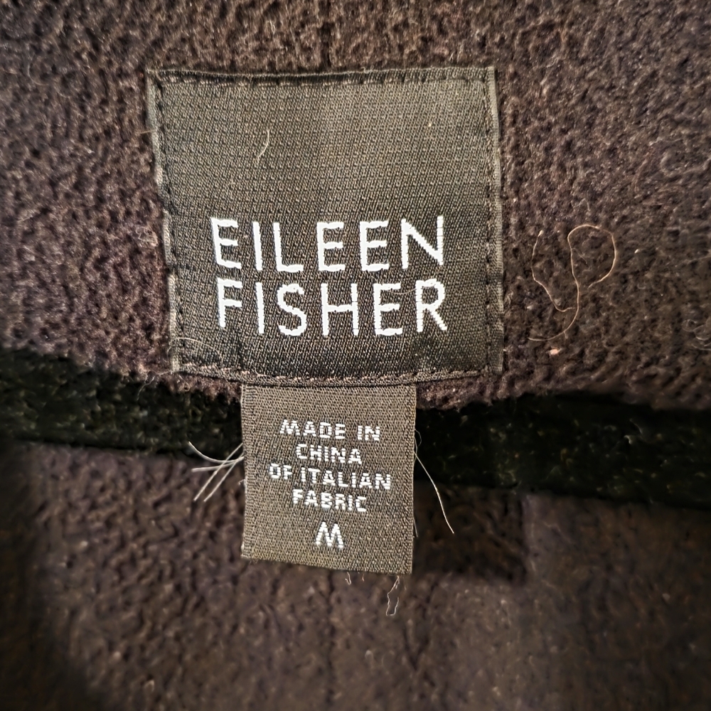 Eileen Fisher Black Hooded Trench Coat Size M - Picture 3 of 11
